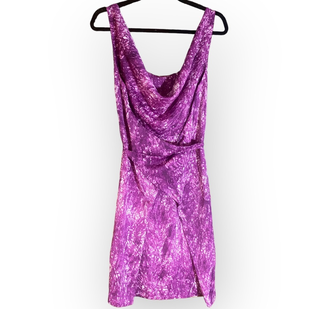 Rachel Roy Magenta Purple White Sleeveless Wrap Dress Scoop Neck Size XL